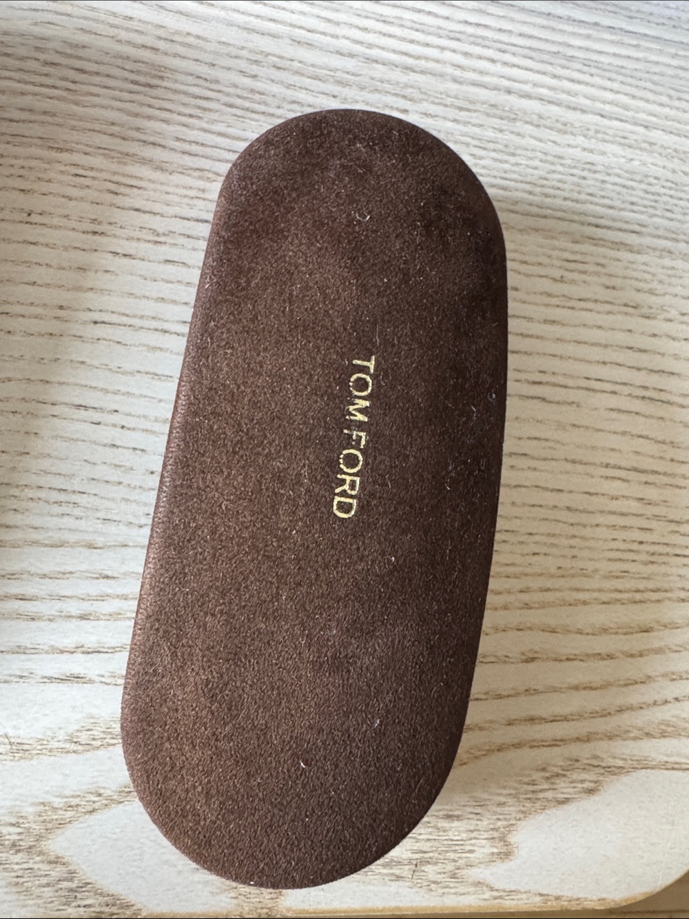 Tom Ford Dark Brown Suede Eyeglass Sleeve with Gold Logo